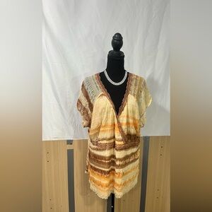Venezia Brown and Orange Striped Blouse